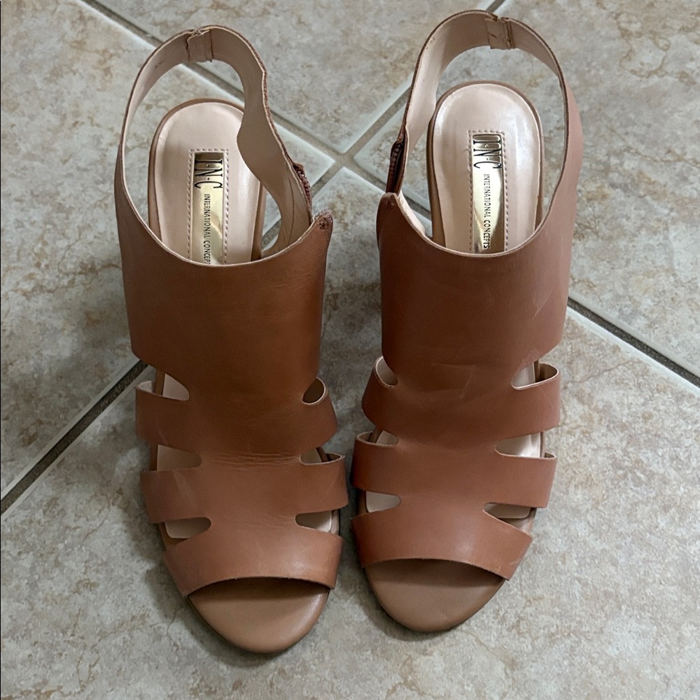 INC International Concepts Brown Leather Sandals